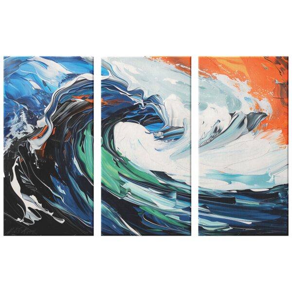 Vibrant Colorful Wave - 3 Piece Matted Canvas - Image 2