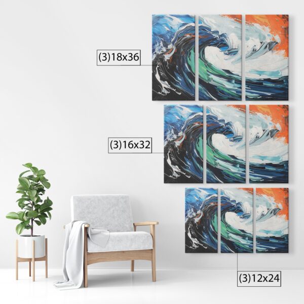 Vibrant Colorful Wave - 3 Piece Matted Canvas - Image 3