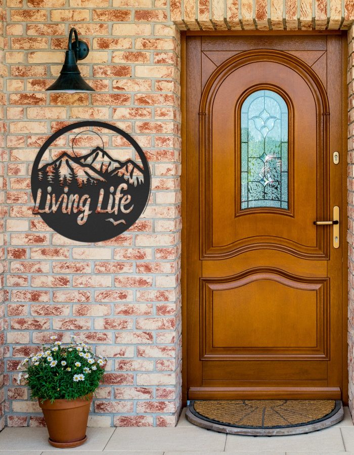 Living Life Mountain – Die-Cut Metal Sign