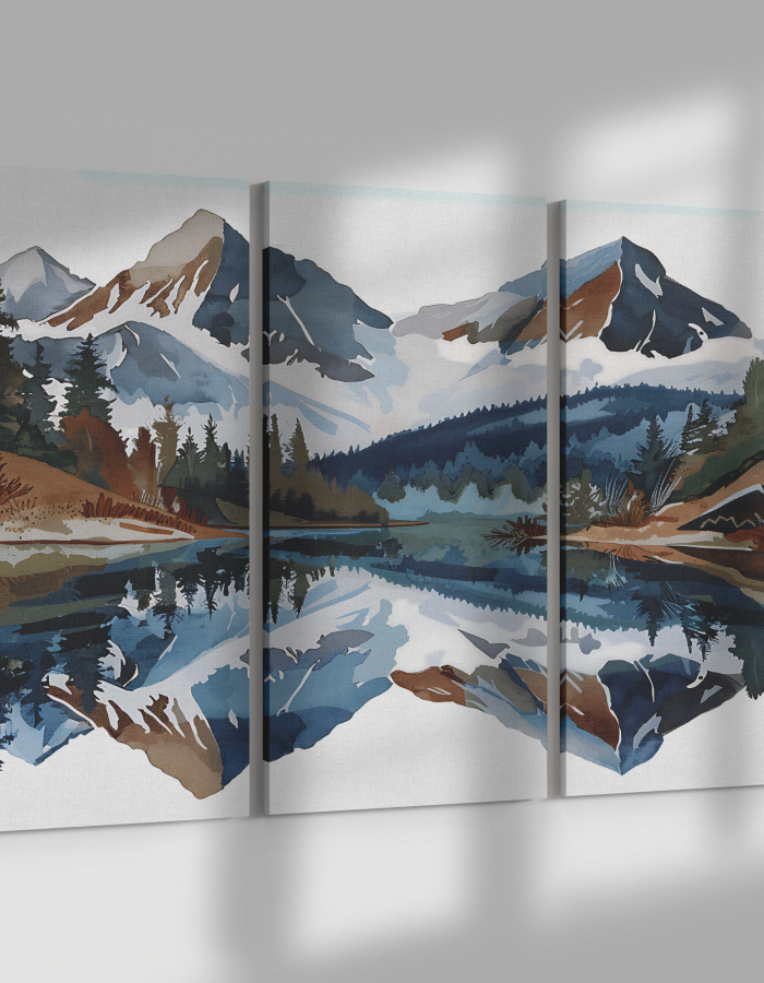 Simple Mountain Life – 3 Piece Matted Canvas